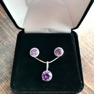 Amethyst Sterling Silver Necklace and Earrings Set